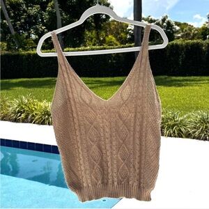 Elegant Tan Knit Women's Top